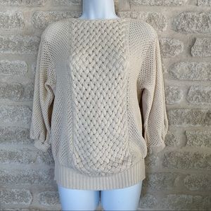 Vintage 80s 70s boatneck puff sleeve sweater M